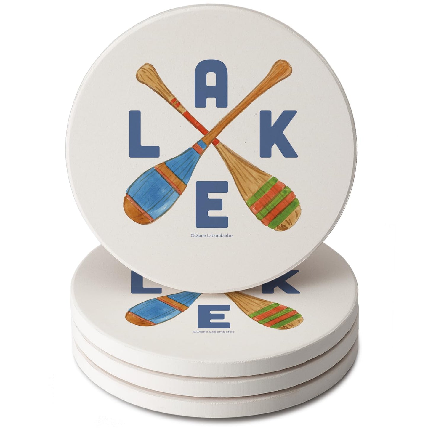 Thirstystone Lake Living 4 Pack Round Absorbent Stone Coasters 4" Diameter Manufactured in the USA