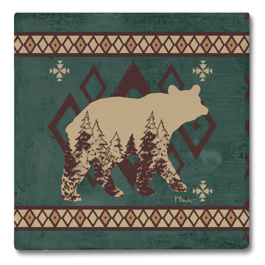 Thirstystone Bear Lodge 4 Pack Tumbled Tile Stone Coasters 4: Square Manufactured in the USA