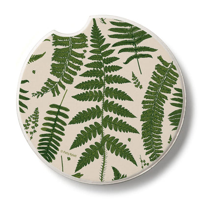 Thirstystone Natural Ferns Single Absorbent Stone Coaster for Vehicle Cup Holder 2.6” Diameter Manufactured in The USA