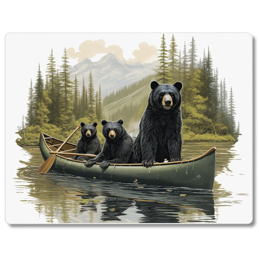 CounterArt Black Bear Canoe 3mm Tempered Glass Cutting Board 10” x 8” Manufactured in the USA