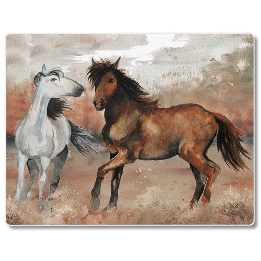 CounterArt Southwest Horses 3mm Tempered Glass Cutting Board 10” x 8” Manufactured in the USA