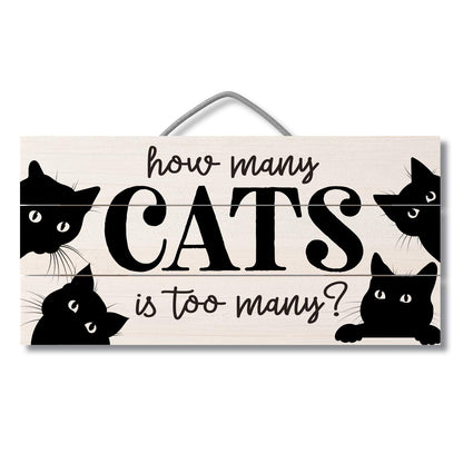 CounterArt How Many Cats Decorative Slatted Pallet Wood Sign 12" x 6" Made in the USA
