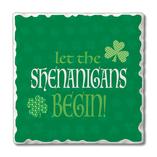 Thirstystone Shamrock Shenanigans 4-Pack Absorbent Stone Tumbled Tile Coasters  4" Square Manufactured in the USA