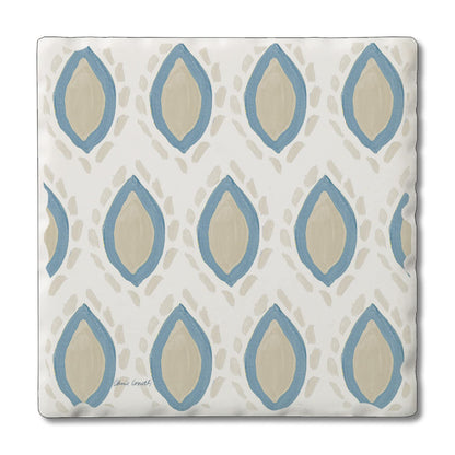 Thirstystone Coastal Flare Single Tumbled Tile Stone Coaster with Protective Cork Backing Manufactured in The USA 4" Square, Colorful, Artistiic, Easily Wipes Clean
