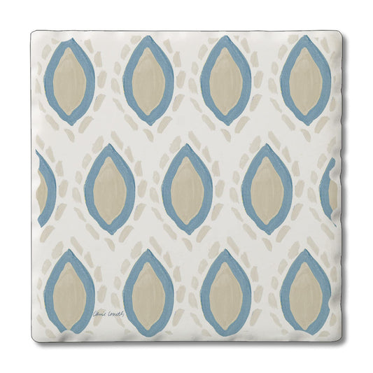 Thirstystone Coastal Flare Single Tumbled Tile Stone Coaster with Protective Cork Backing Manufactured in The USA 4" Square, Colorful, Artistiic, Easily Wipes Clean
