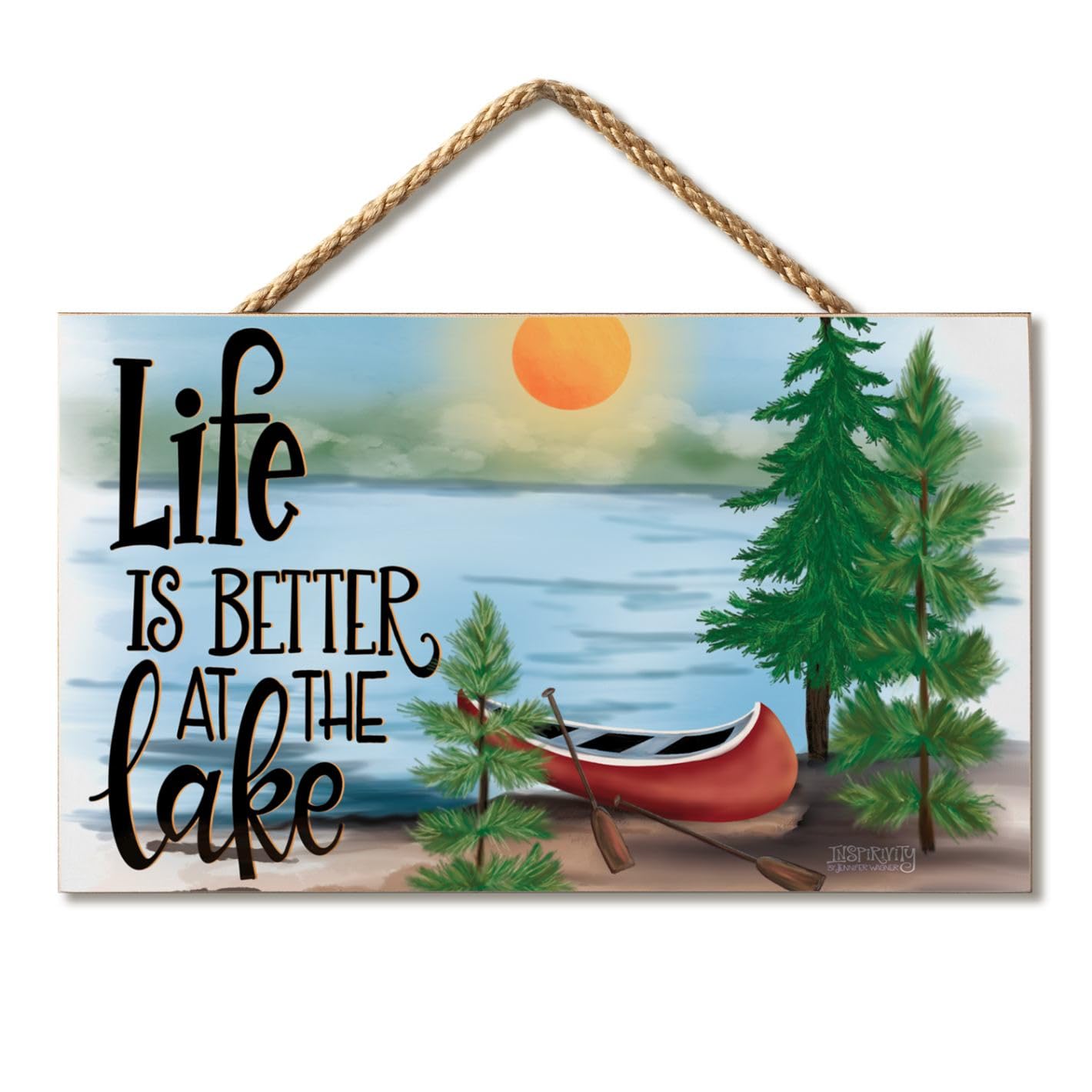 CounterArt Life Is Better Decorative Hanging Wood Wall Sign 9.5” by 5.75” Made in the USA Features Braided Rope Hanger