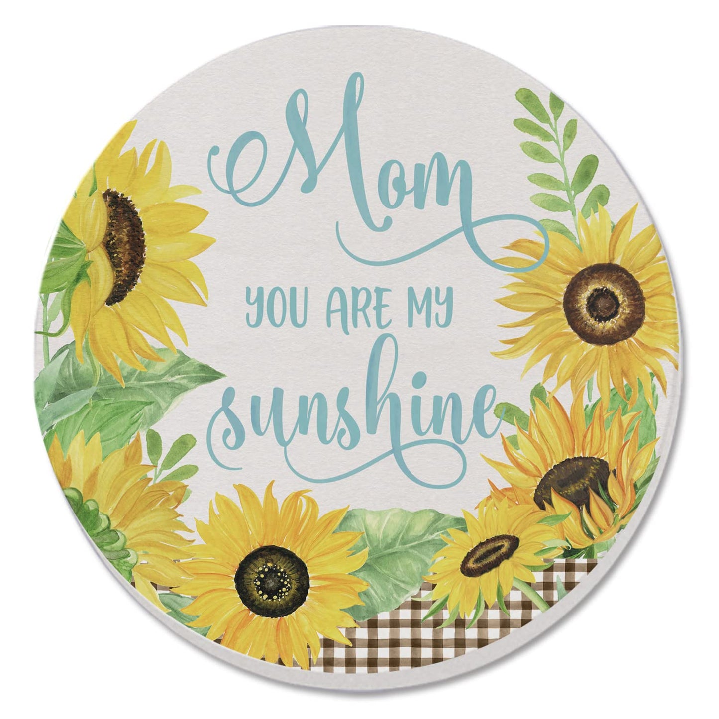 Thirstystone Mom Sunshine Single Round Absorbent Stone Coaster with Protective Cork Backing Manufactured in The USA 4" Diameter