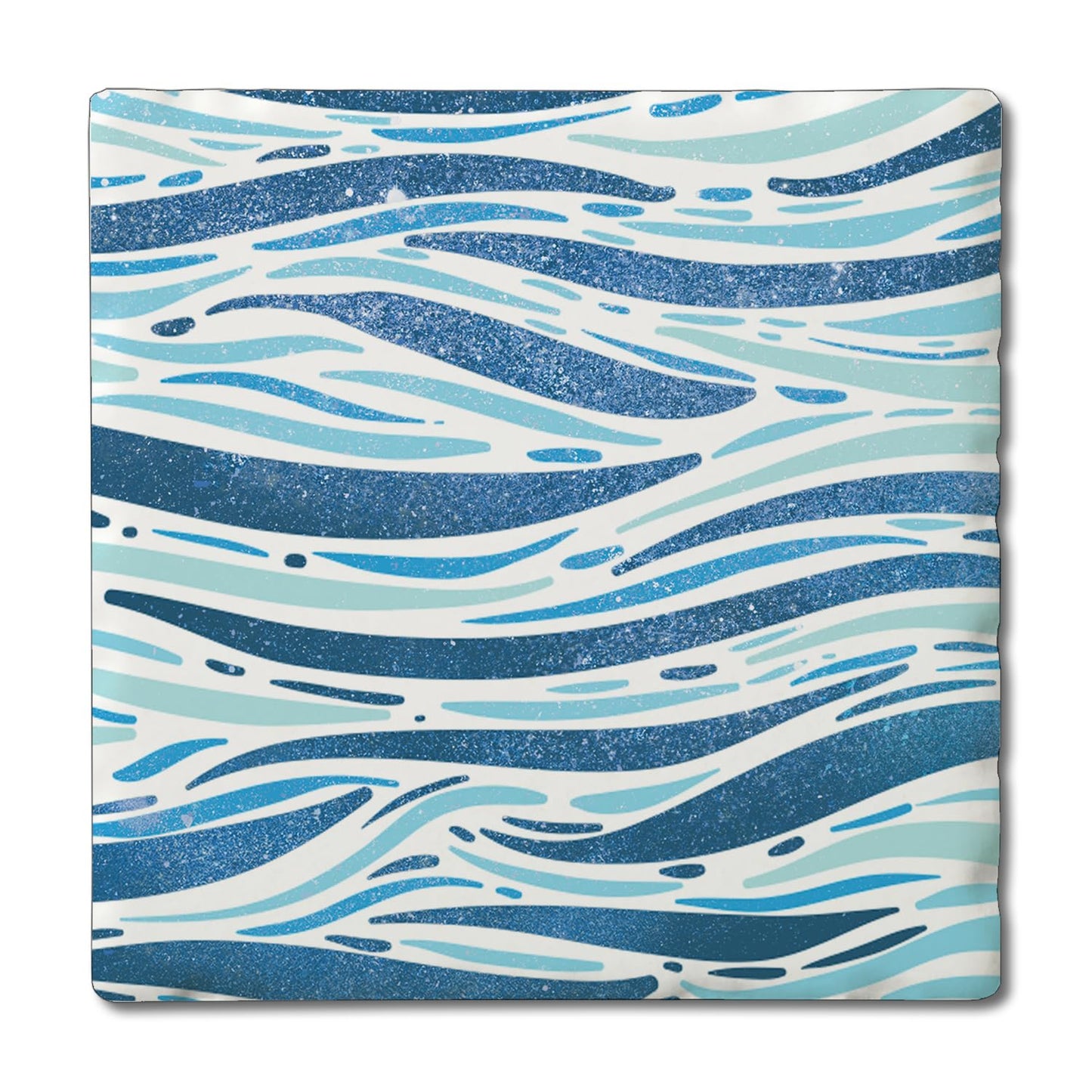 Thirstystone Sparkling Waves Single Tumbled Tile Stone Coaster with Protective Cork Backing Manufactured in The USA 4" Square, Colorful, Artistic, Easily Wipes Clean