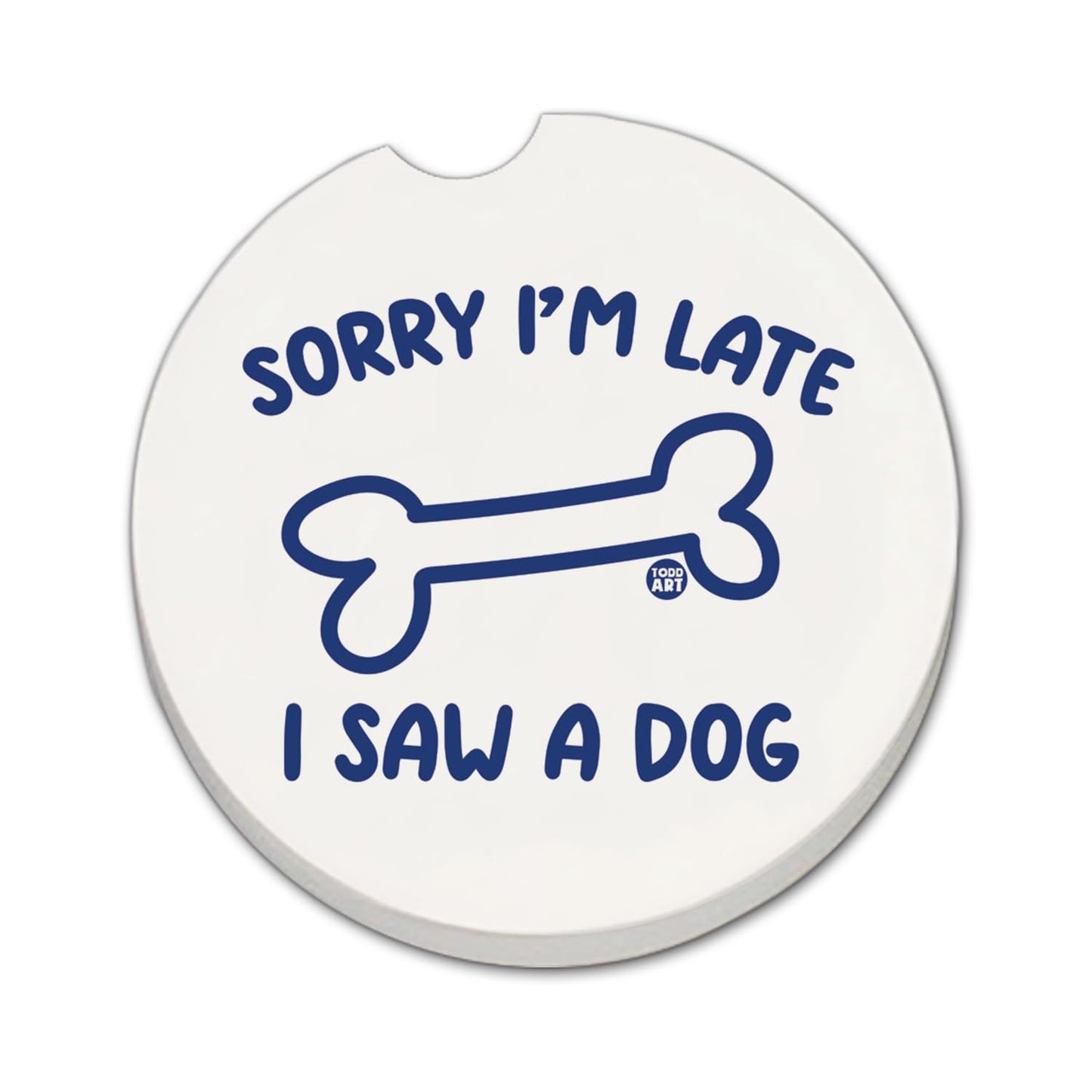 Thirstystone Saw A Dog Single Absorbent Stone Coaster for Vehicle Cup Holder 2.6” Diameter Manufactured in The USA