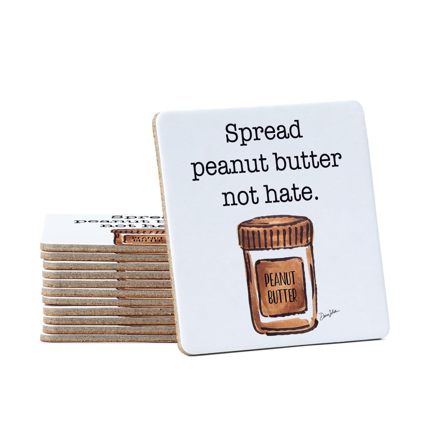 Thirstystone Peanut Butter 12-Pack Cork Back Paper Bar Coasters Made in The USA Humourous Quotes Attractive Designs