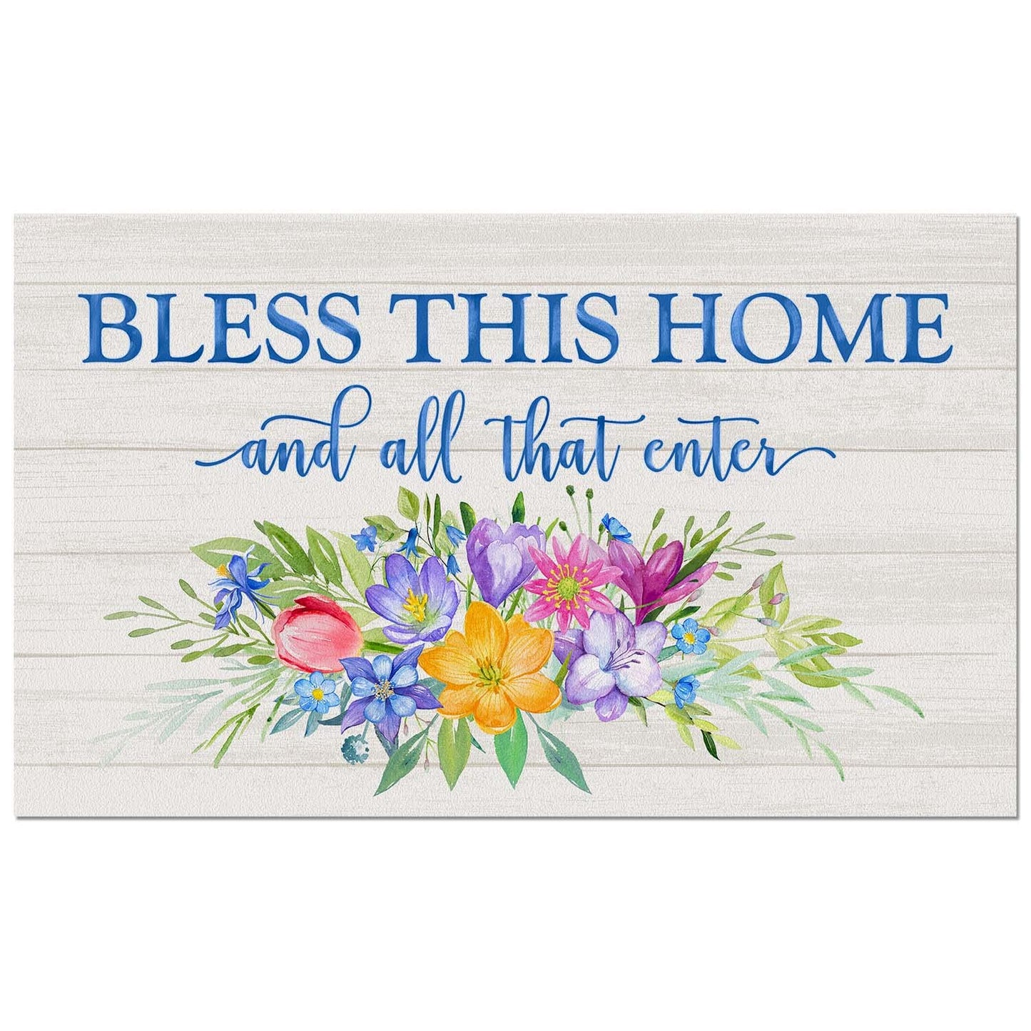 Counterart Welcome All Who Enter Spring Indoor/Outdoor Entryway Floor Mat Manufactured in the USA 29.5" by 17.75"