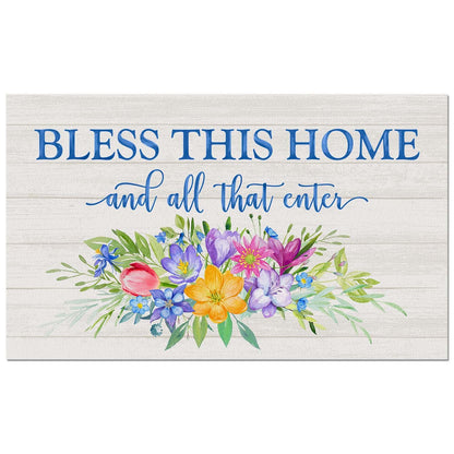 Counterart Welcome All Who Enter Spring Indoor/Outdoor Entryway Floor Mat Manufactured in the USA 29.5" by 17.75"
