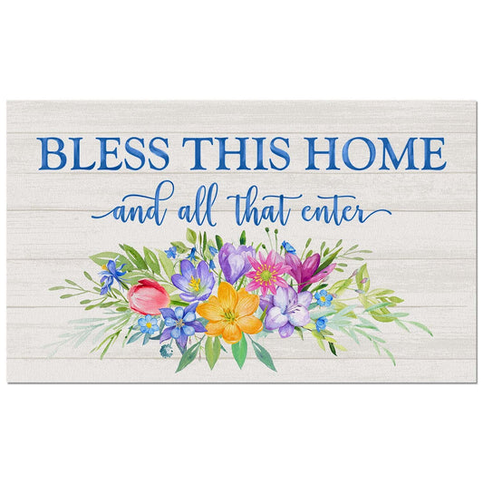 Counterart Welcome All Who Enter Spring Indoor/Outdoor Entryway Floor Mat Manufactured in the USA 29.5" by 17.75"