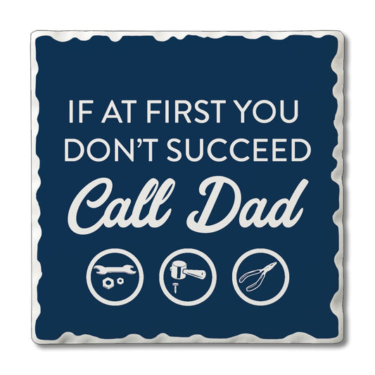 Thirstystone Call Dad 4 Pack Absorbent Stone Tumbled Tile Coasters with Protective Cork Backing 4" Square Manufactured in The USA Artistic Absorbent Easily Wipes Clean