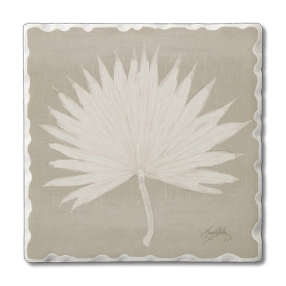 Thirstystone Fan Palm I Single Tumbled Tile Stone Coaster with Protective Cork Backing Manufactured in The USA 4" Square, Colorful, Artistiic, Easily Wipes Clean