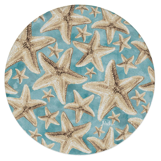 Thirstystone Starfish Galore Single Round Natural Sandstone Coaster with Protective Cork Backing Manufactured in The USA 4" Diameter