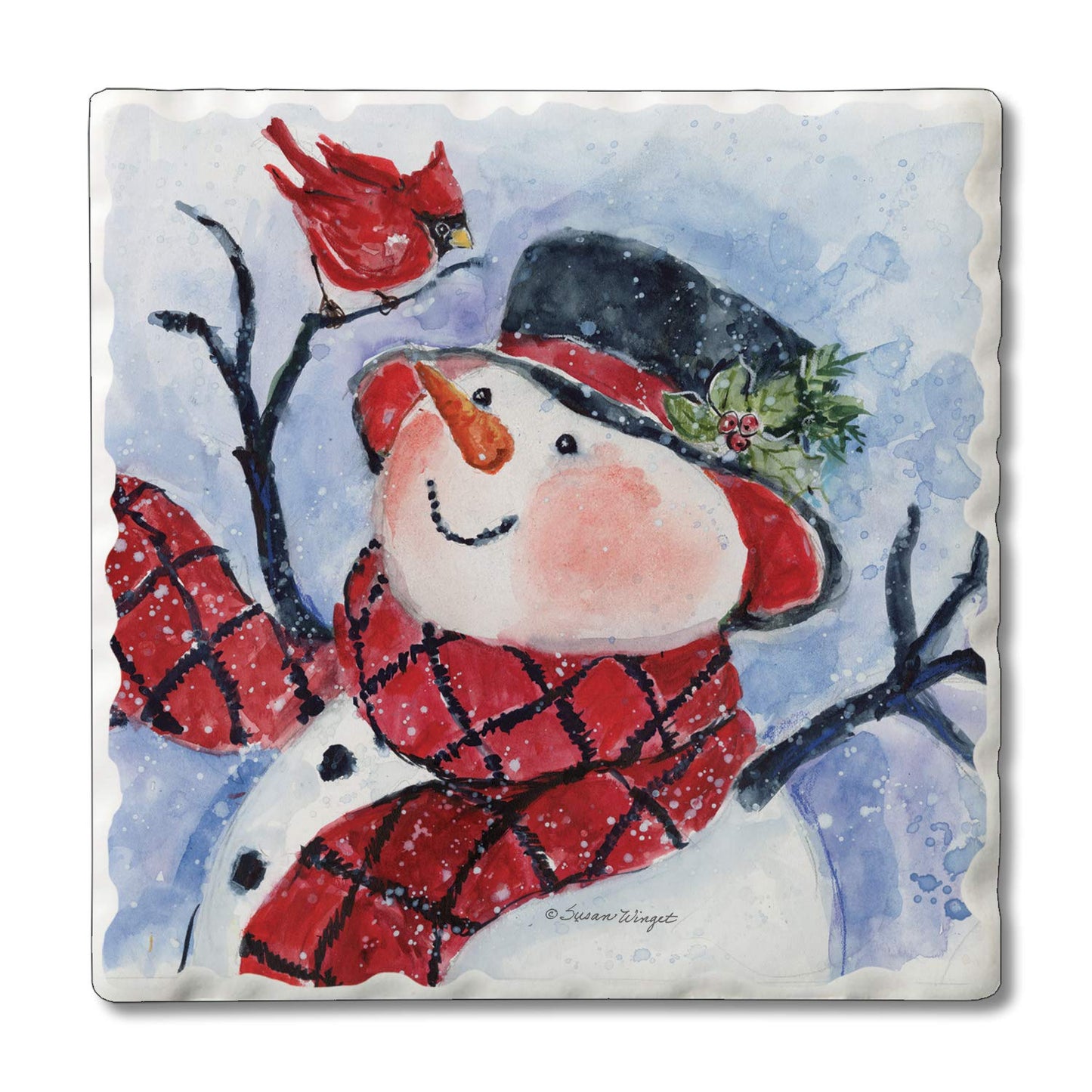 Thirstystone Snowman in Scarf Single Tumbled Tile Coaster Manufactured in The USA Decorative, Stylish, Craft Your Own Collection