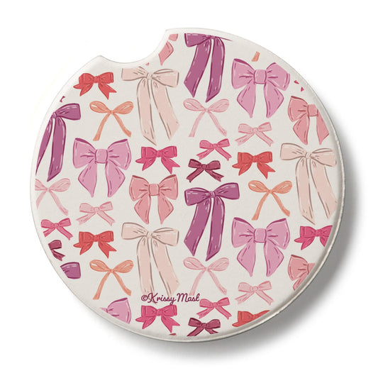 Thirstystone Mixed Bows Single Absorbent Stone Car Coaster for Vehicle Cup Holder 2.6” Diameter Manufactured in The USA