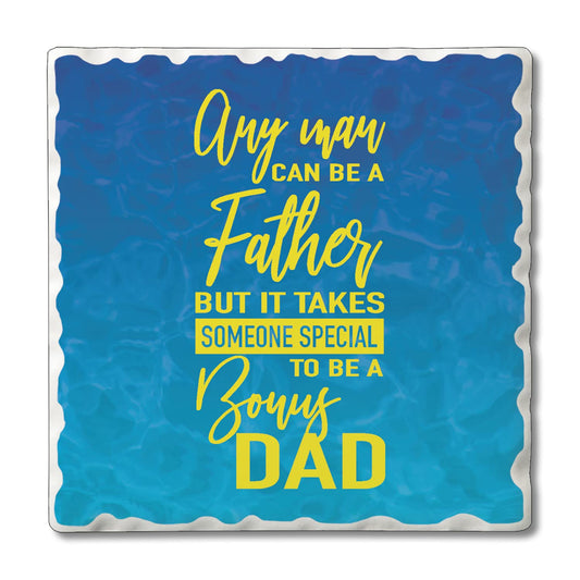 Thirstystone Bonus Dad 4 Pack Absorbent Stone Tumbled Tile Coasters with Protective Cork Backing 4" Square Manufactured in The USA Artistic Absorbent Easily Wipes Clean
