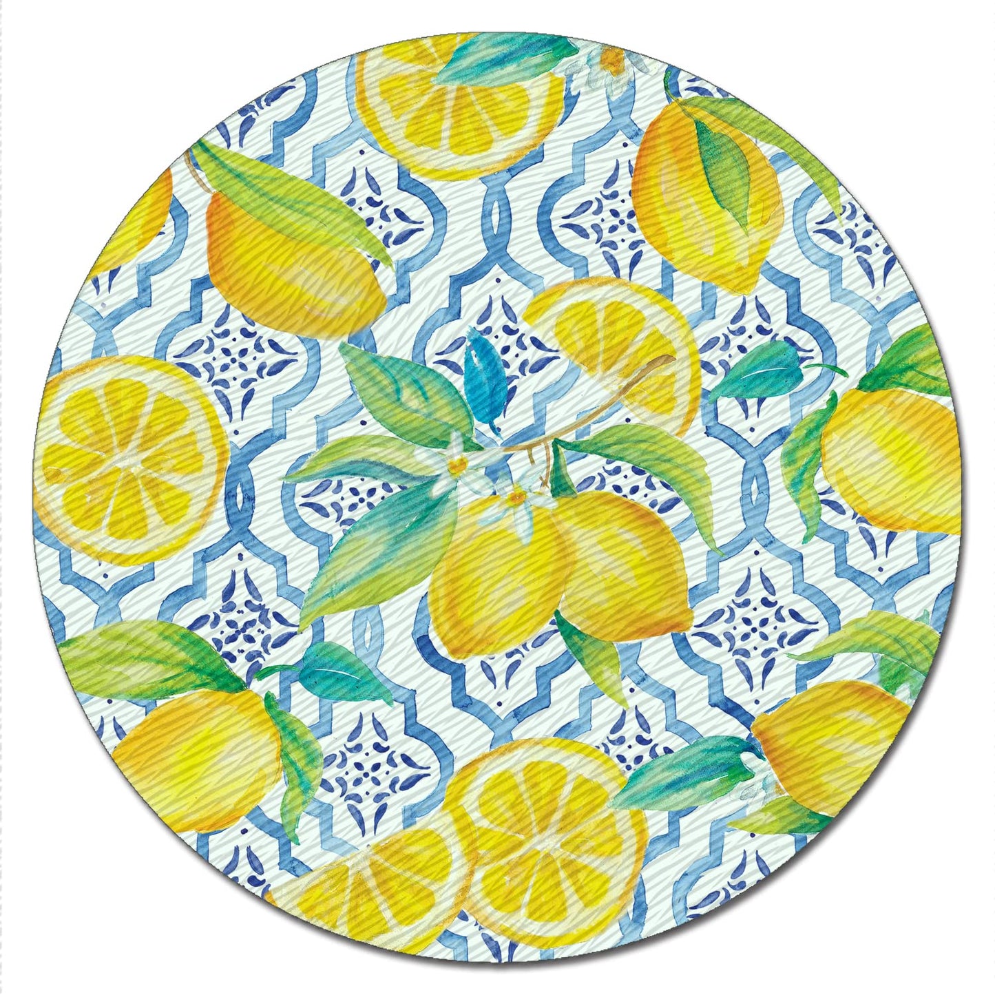 CounterArt Lovely Lemons 4mm Tempered Glass Lazy Susan Turntable 13" Diameter