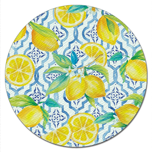 CounterArt Lovely Lemons 4mm Tempered Glass Lazy Susan Turntable 13" Diameter