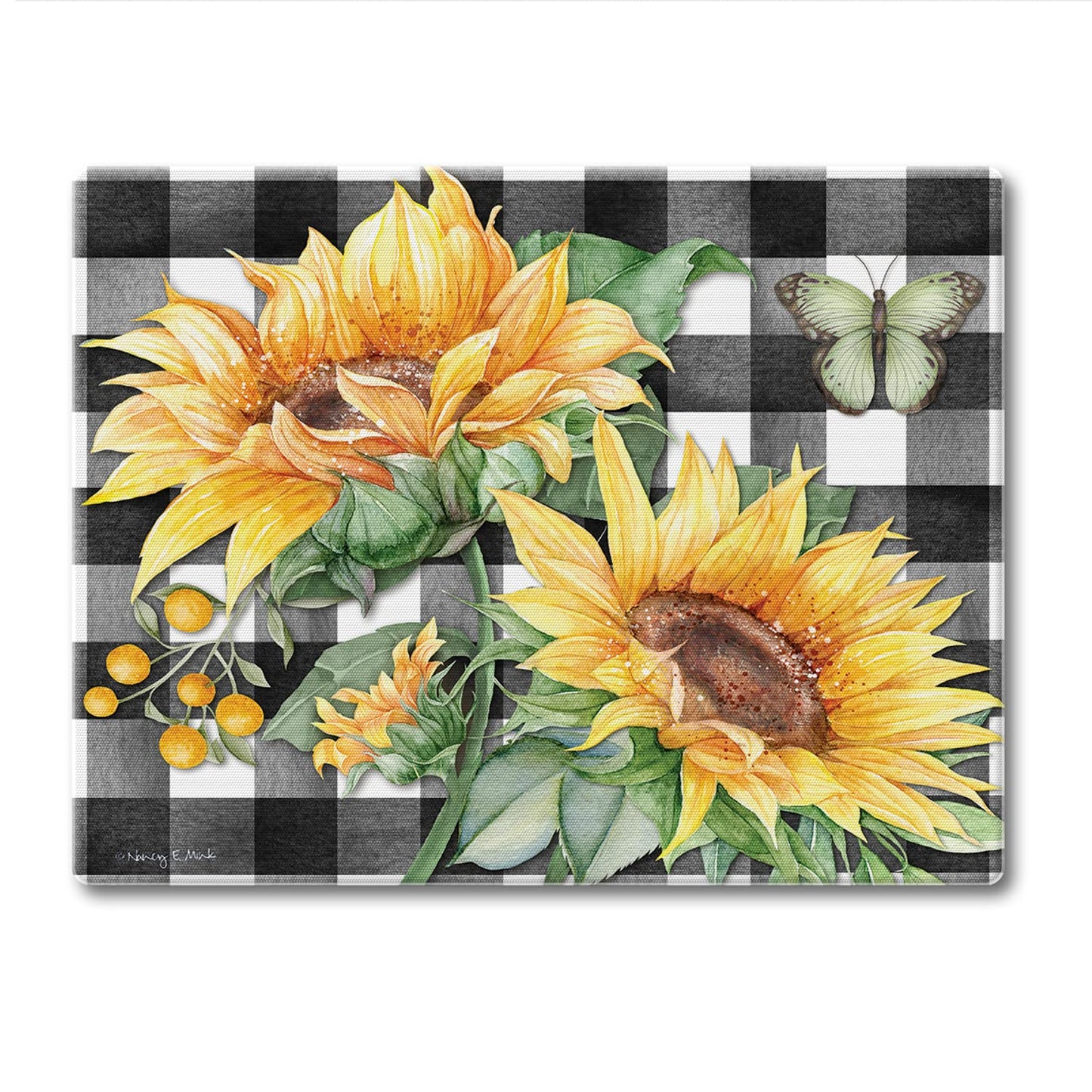 CounterArt Sunflower Fields 3mm Tempered Glass Cutting Board 10” x 8” Manufactured in the USA