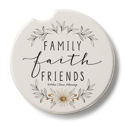 Thirstystone Family Faith Friends Single Absorbent Stone Coaster for Vehicle Cup Holder 2.6” Diameter Manufactured in The USA