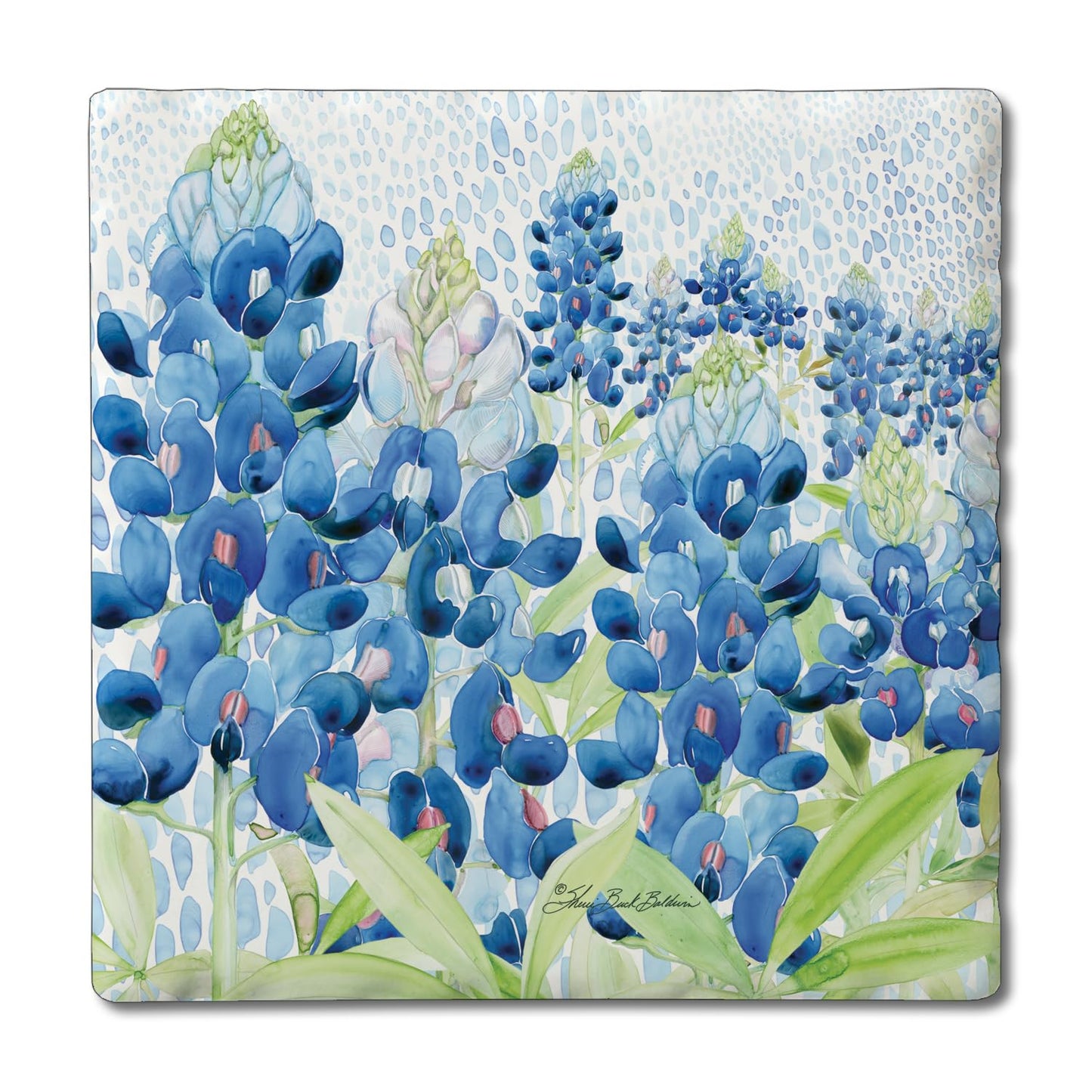 Thirstystone Bluebonnets 4 Pack Tumbled Tile Stone Coasters 4" Square Manufactured in the USA