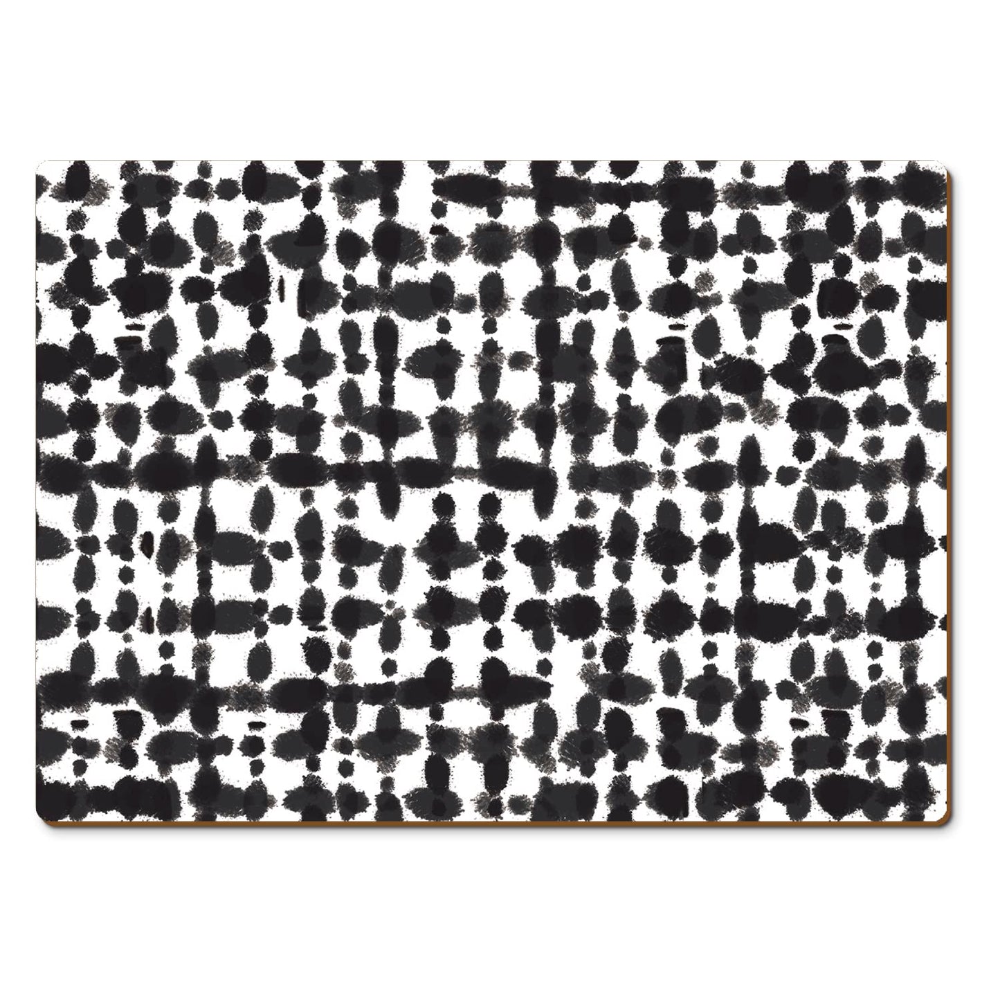 CounterArt Black Spots Premium Decorative Hardboard Tabletop Placemats 4-Pack Manufactured in The USA Heat Tolerant and Easily Wipes Clean