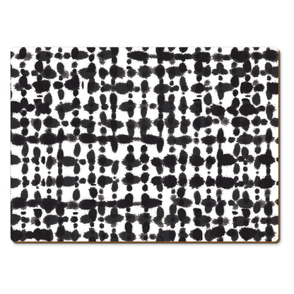 CounterArt Black Spots Premium Decorative Hardboard Tabletop Placemats 4-Pack Manufactured in The USA Heat Tolerant and Easily Wipes Clean