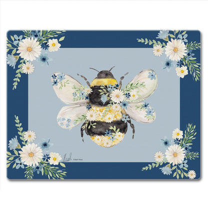 CounterArt Beautiful Bee 3mm Tempered Glass Cutting Board 10” x 8” Manufactured in the USA