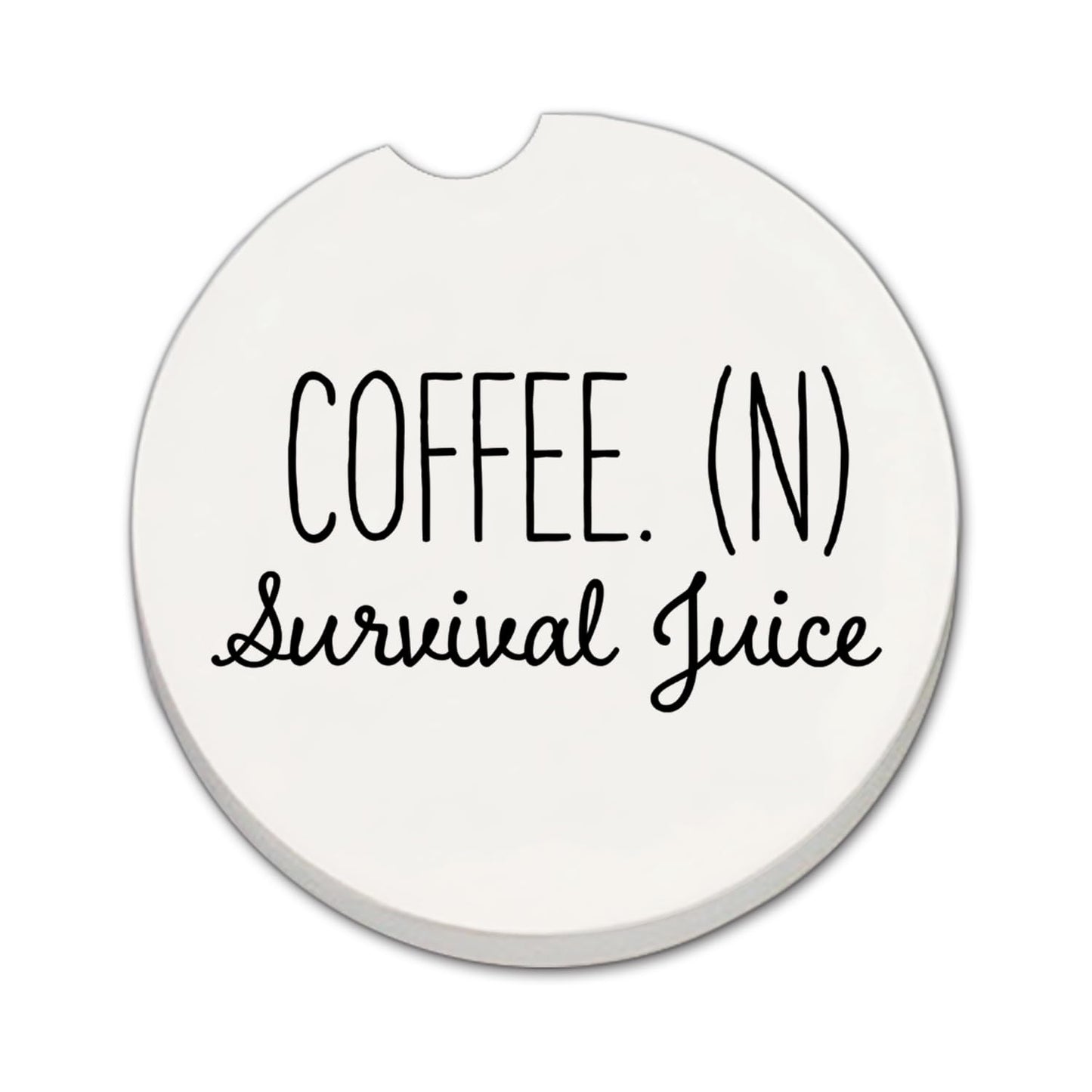 Thirstystone Coffee Survival Juice Single Absorbent Stone Coaster for Vehicle Cup Holder 2.6” Diameter Manufactured in The USA