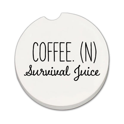 Thirstystone Coffee Survival Juice Single Absorbent Stone Coaster for Vehicle Cup Holder 2.6” Diameter Manufactured in The USA