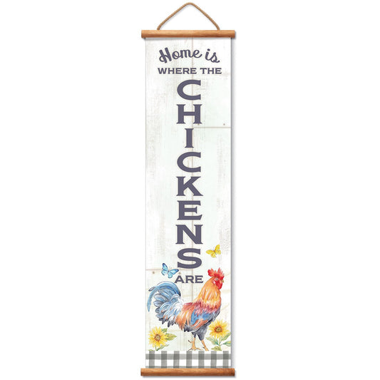 Highland Home Chicken Welcome Indoor/Outdoor Vinyl Hanging Entryway Sign Made in the USA Reusable Easy Wipes Clean Easy Storage