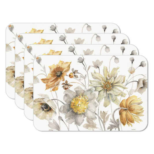 CounterArt Fields of Gold 4 Pack Reversible Easy Care Flexible Placemats Made in the USA