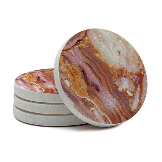 Thirstystone Coral Agate 4 Pack Natural Sandstone Coasters 4" Round
