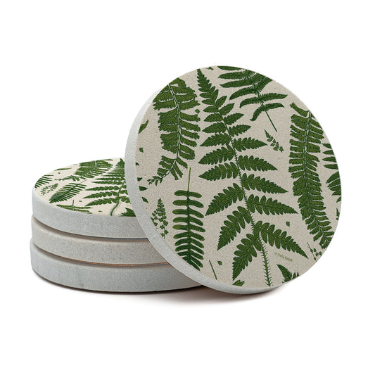 Thirstystone Ferns 4 Pack Round Natural Sandstone Coasters 4" Round