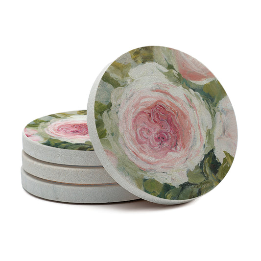 Thirstystone Aged Beauty Floral 4 Pack Natural Sandstone Coasters 4" Round