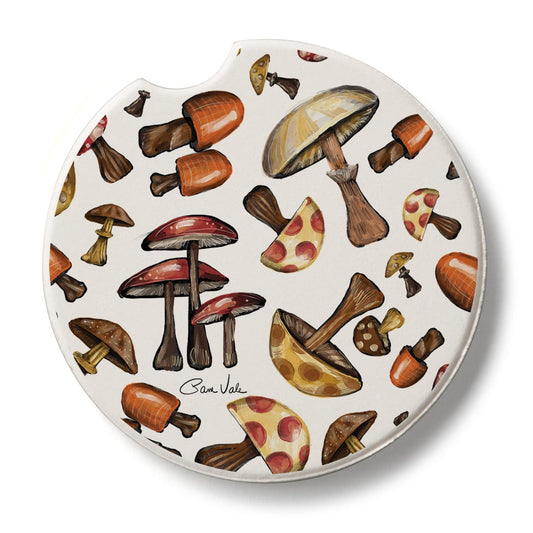 Thirstystone Mushroom Harvest Single Absorbent Stone Coaster for Vehicle Cup Holder 2.6” Diameter Manufactured in The USA