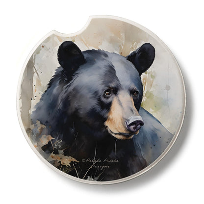 Thirstystone Wilderness Bear Single Absorbent Stone Coaster for Vehicle Cup Holder 2.6” Diameter Manufactured in The USA