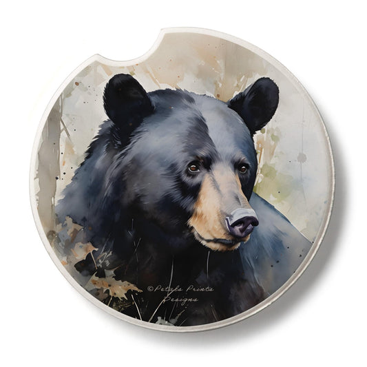 Thirstystone Wilderness Bear Single Absorbent Stone Coaster for Vehicle Cup Holder 2.6” Diameter Manufactured in The USA