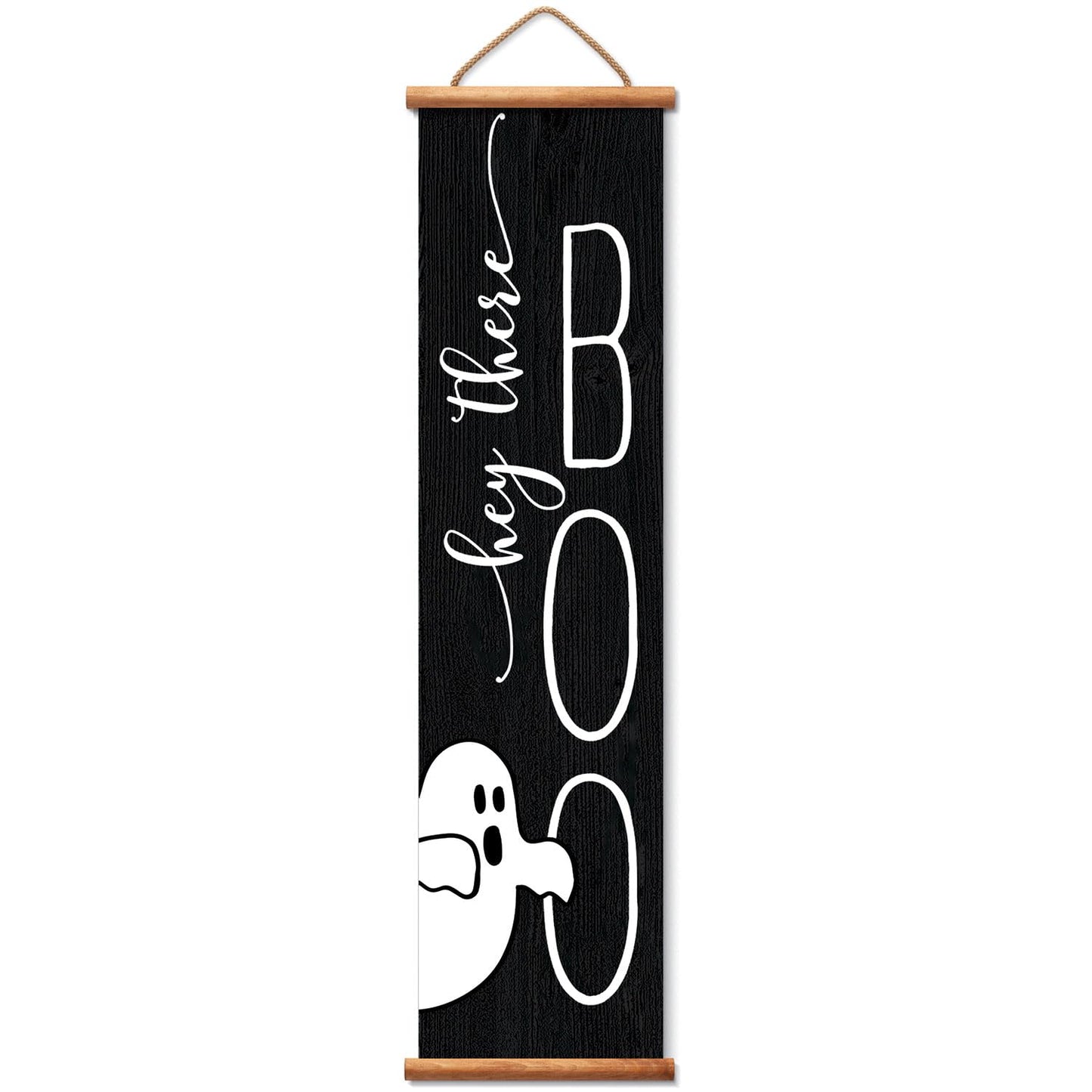 Highland Home Hey Boo Welcome Indoor/Outdoor Vinyl Hanging Entryway Sign Made in the USA Reusable Easy Wipes Clean Easy Storage