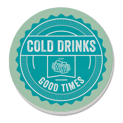 Thirstystone Cold Drinks Single Round Absorbent Stone Coaster with Protective Cork Backing Manufactured in The USA 4" Diameter