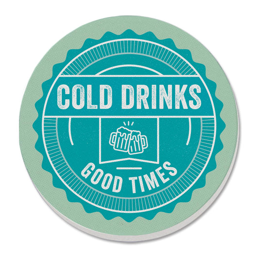 Thirstystone Cold Drinks Single Round Absorbent Stone Coaster with Protective Cork Backing Manufactured in The USA 4" Diameter