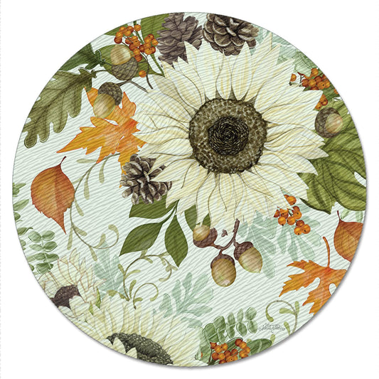 CounterArt Farmhouse Fall 4mm Tempered Glass Lazy Susan Turntable 13" Diameter