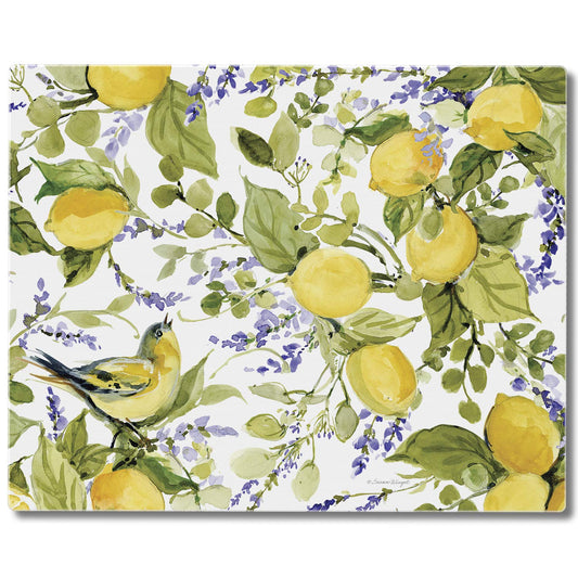 CounterArt Watercolor Lemons 3mm Tempered Glass Cutting Boards Manufactured in the USA