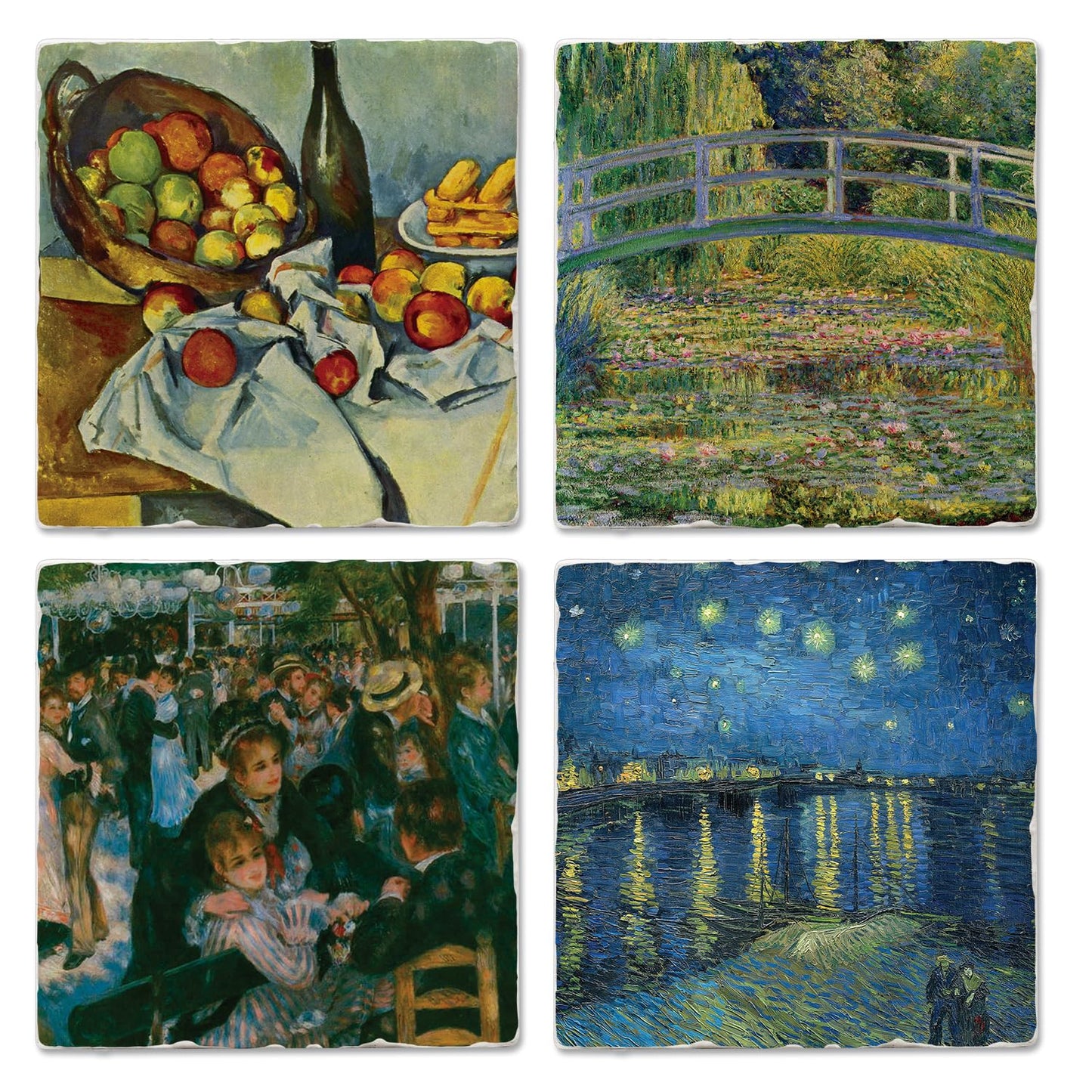 Thirstystone Impressionists 4-Pack Assorted Tumbled Tile Stone Coasters 4" Square