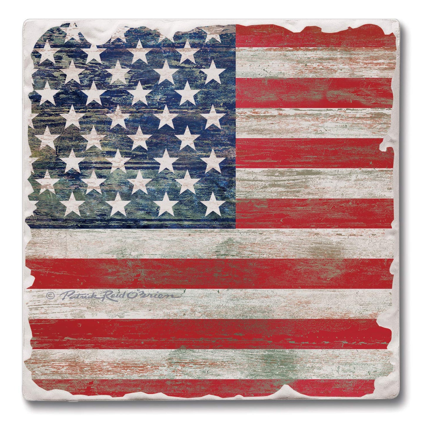 CounterArt Americana 4 Pack Tumbled Tile Stone Coasters 4" Square Manufactured in the USA