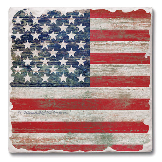 CounterArt Americana 4 Pack Tumbled Tile Stone Coasters 4" Square Manufactured in the USA