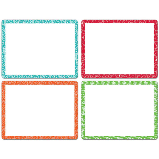 Cut N' Funnel Flexible Plastic Cutting Board Mats with Assorted Color Patterned Borders 4 Pack Made in the USA BPA Free 15" x 11.5"